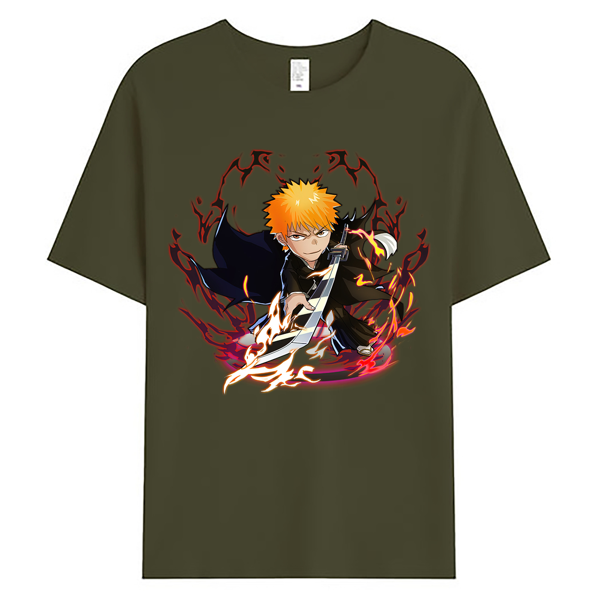（画像用） ブリーチ 黒崎一護（くろさき いちご）BLEACH Kurosaki Ichigo 綿100％ メンズ半袖Tシャツ｜肌触りやわらか＆通気性